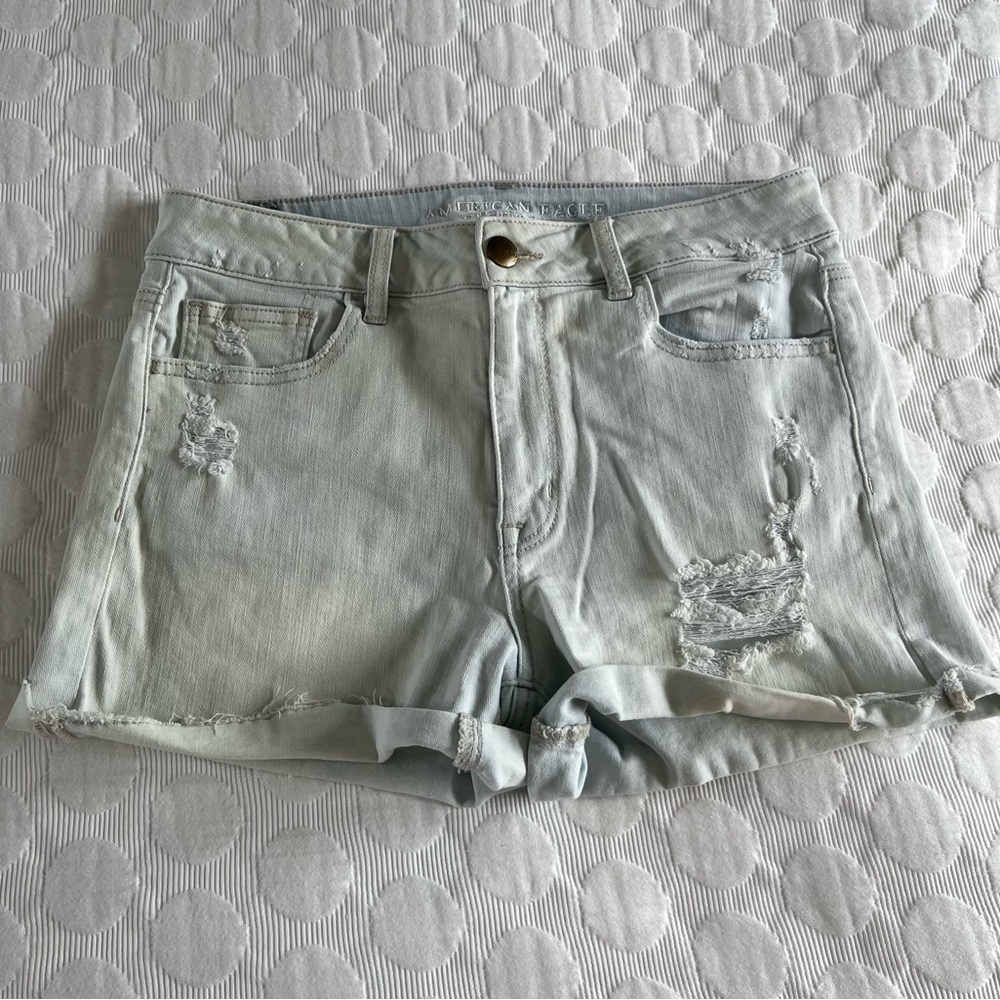 American Eagle High Rise Shortie Jean Shorts